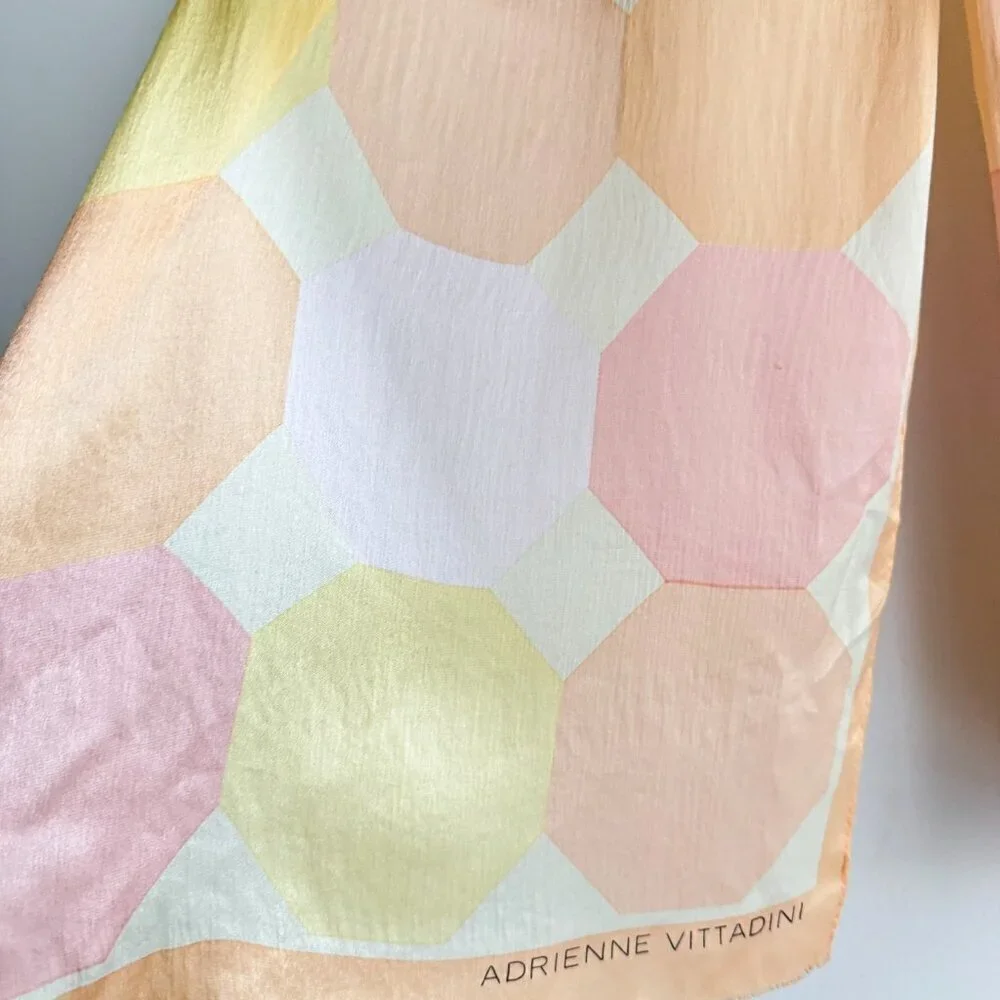 Adrienne Vittadini Pastel Pink Multicolour long silk scarf